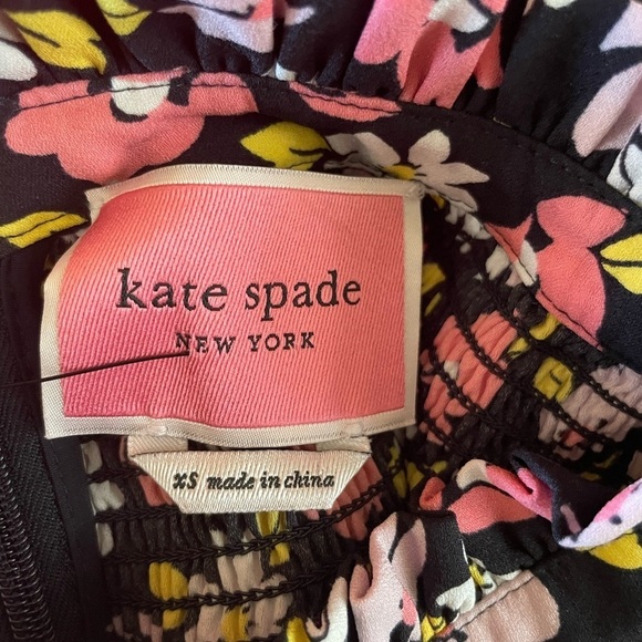 Kate Spade Women's Road Trip Floral Shift Dress Size XS Black Pink Floral Zip - Picture 10 of 11